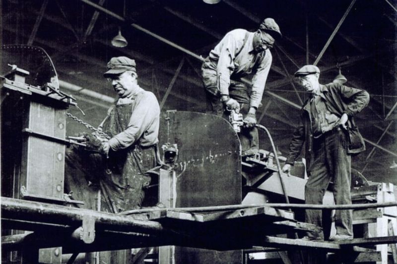 vintage factory workers