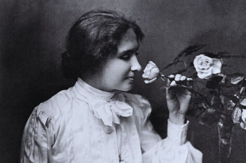 Helen Keller Smeelling Rose