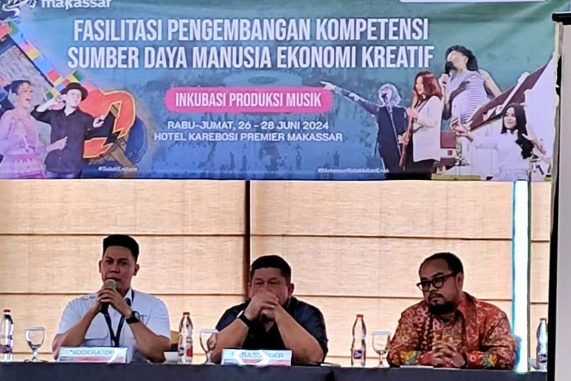 Kefiatan Fasilitasi Pengembangan Kompetensi Sumber Daya Manusia Ekonomi Kreatif  Inkubasi Produksi Musik," di Hotel Karebosi Premiere Makassar, mulai Rabu, 26 Juni 2024.