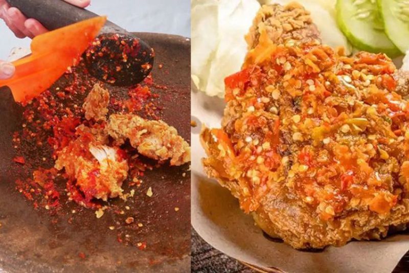 Geprek Crispy dan Sambal Bawang