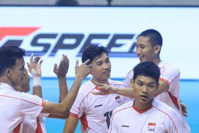 Timnas voli putra U20 Indonesia saat berhadapan dengan Hong Kong di Kejuaraan Voli Asia AVC U20 2024