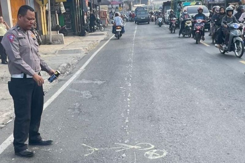 Lokasi tewasnya pelajar usai terlindas truk