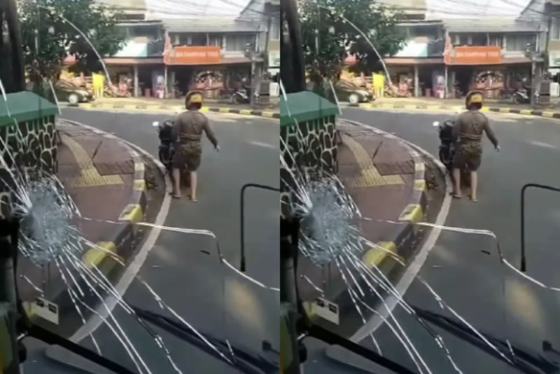 Bus Transjakarta Diteror OTK di Lenteng Agung Jaksel