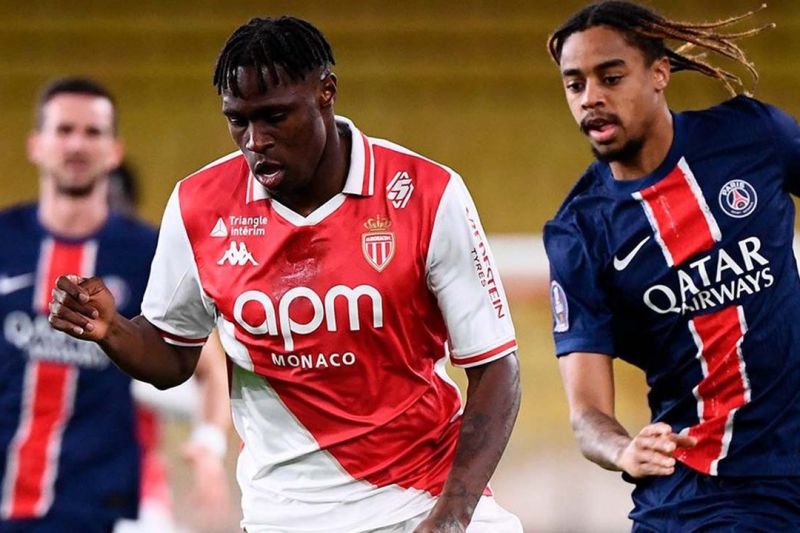 Selebrasi pemain PSG setelah mencetak gol ke gawang AS Monaco