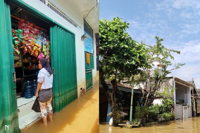 Warung Sembako di Kedoya Selatan Tetap Bertahan di Tengah Banjir