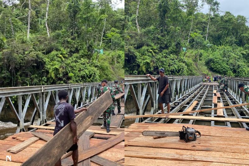 TNI AD Tingkatkan Infrastruktur Jembatan di Distrik Apalapsili, Papua Pegunungan