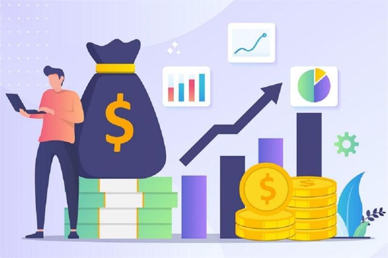 ilustrasi perbandingan investasi reksadana pasar uang dan obligasi dengan grafik dan simbol uang