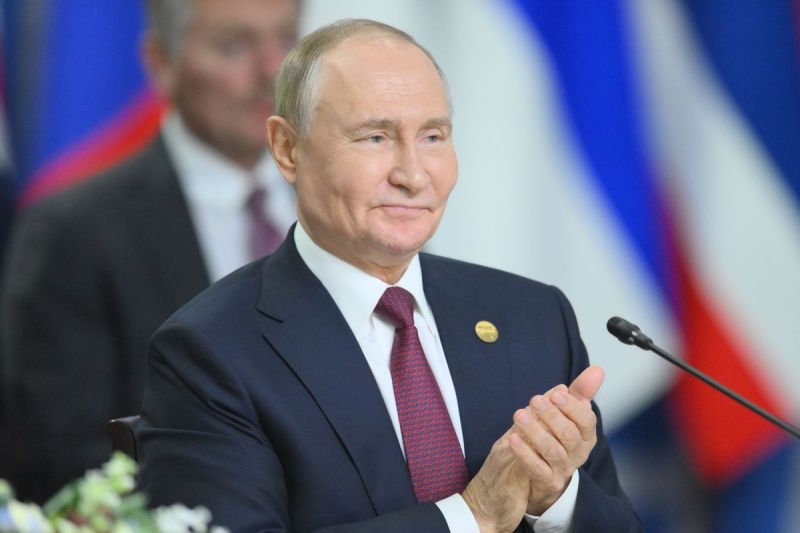 Presiden Rusia Vladimir Putin saat menghadiri Konferensi Tingkat Tinggi atau KTT BRICS di Kota Kazan, Rusia, Rabu (23/10/2024).(RIA NOVOSTI/STANISLAV KRASILNIKOV via BRICS RUSSIA 2024)