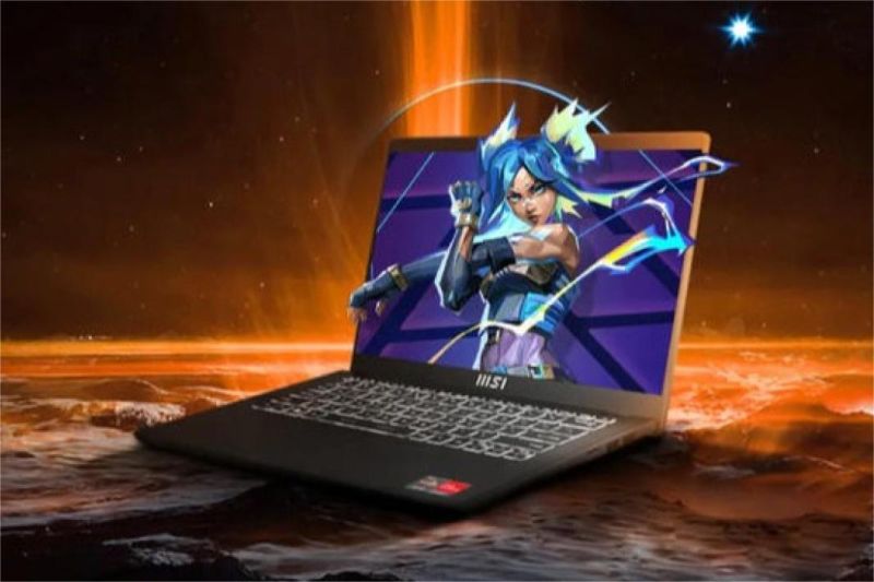 ilustrasi perbandingan dua laptop gaming dengan spesifikasi dan fitur berbeda