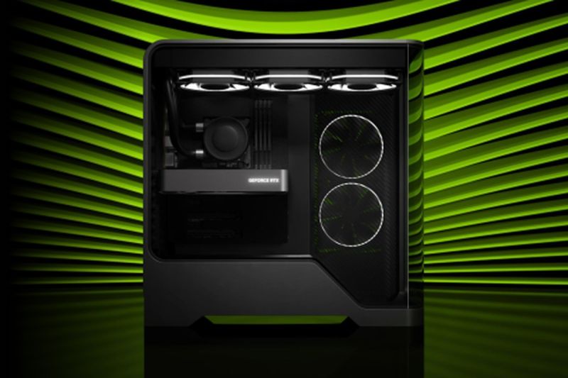 Ilustrasi tampilan GPU RTX 5060 series di PC.(Nvidia)