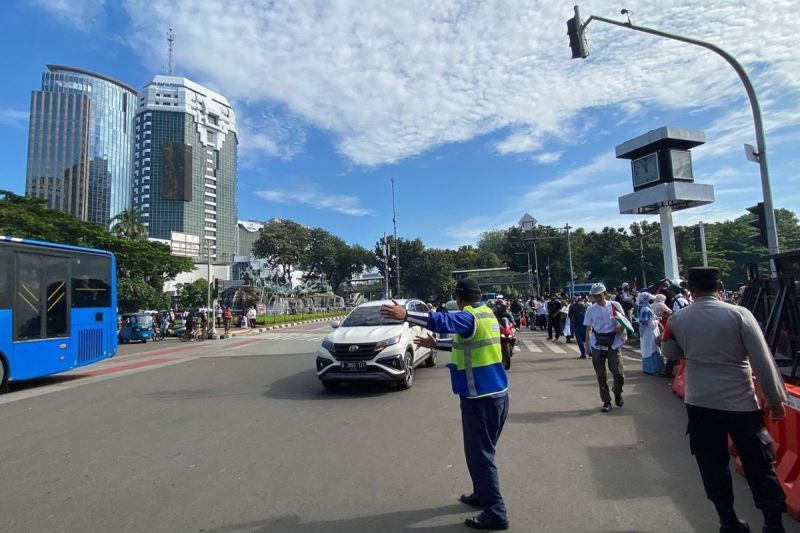 Rekayasa Lalu Lintas Diberlakukan di Sekitar Monas Saat Aksi Bela Palestina(KOMPAS.com/Lidia Pratama Febrian )