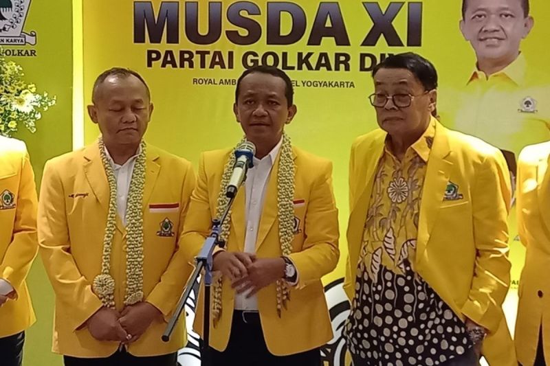 Bahlil saat buka Musda XI DPD Golkar DIY, Minggu (18/5/2025)(KOMPAS.COM/WISANG SETO PANGARIBOWO)