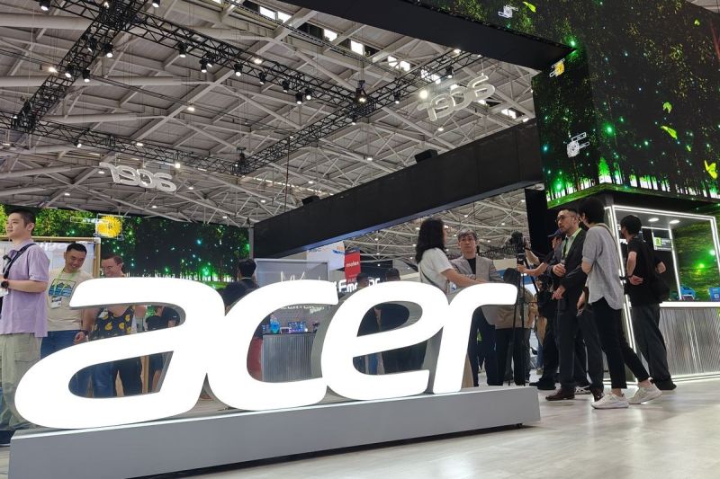 Logo Acer di depan booth Acer Computex 2025 di Taiwan(Kompas.com/Lely Maulida)