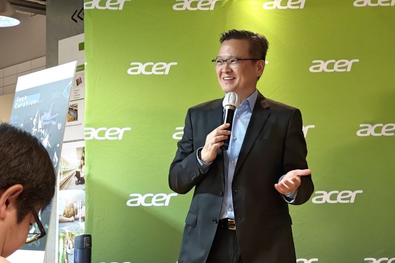 Andrew Hou, President, Acer Pan-Asia Pacific Operations dalam acara Media Executive Review di kantor pusat Acer di Taiwan pada Rabu (21/5/2025)(Kompas.com/Lely Maulida)