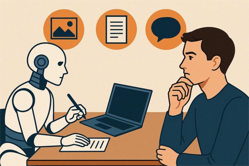 ilustrasi kecerdasan buatan berbentuk otak digital dengan sisi gelap penuh data bias