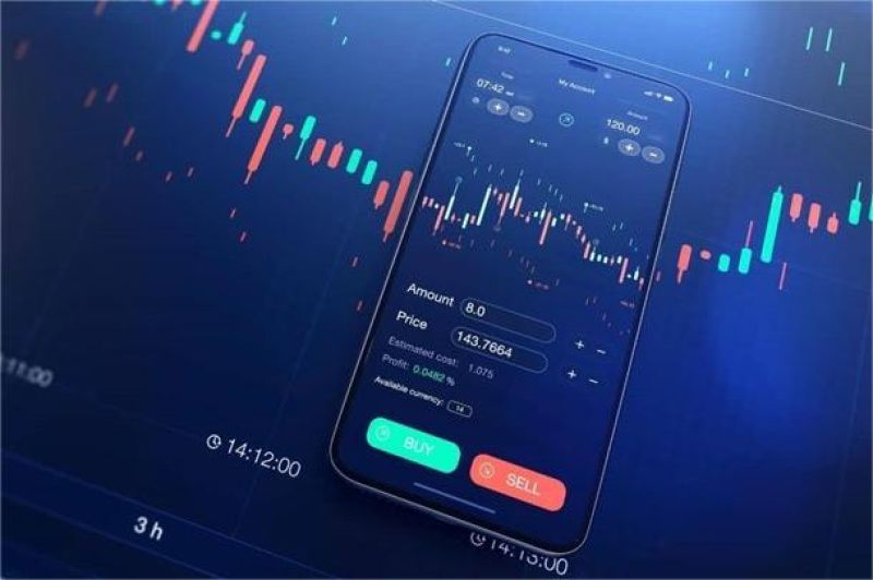 ilustrasi investasi digital dengan grafik dan aplikasi smartphone