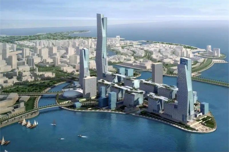 ilustrasi rancangan kota futuristik NEOM di Arab Saudi