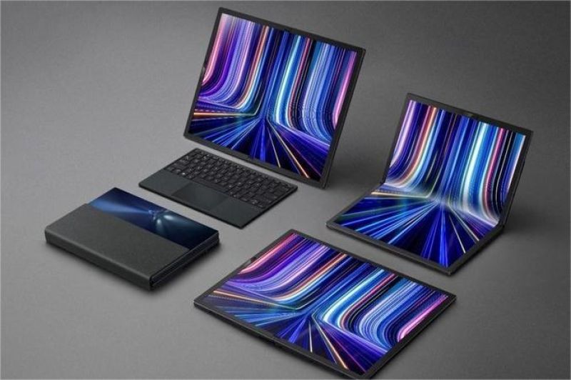 ASUS Zenbook Fold OLED dalam tiga mode: laptop, tablet, dan monitor portable