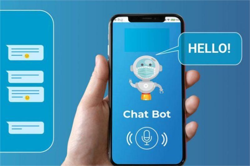 ilustrasi chatbot AI di smartphone menjawab pertanyaan hukum dan pajak dengan gaya bahasa santai