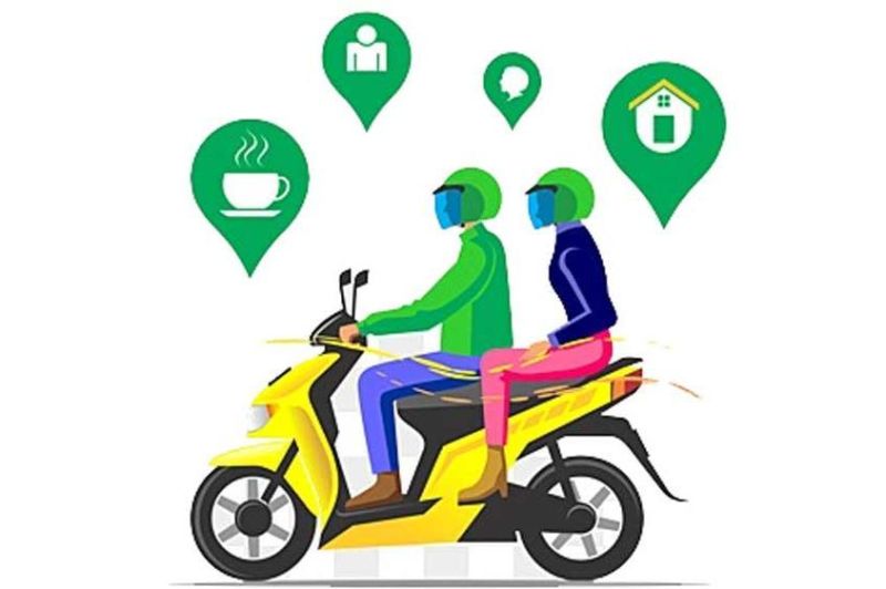 pekerja ojol dan kurir tanpa perlindungan sosial memadati jalanan kota