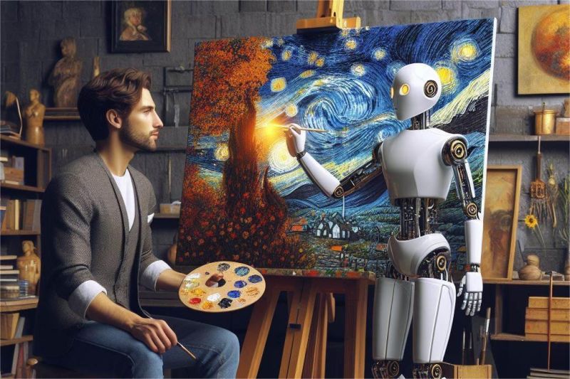 antarmuka AI generatif sedang membuat karya seni digital