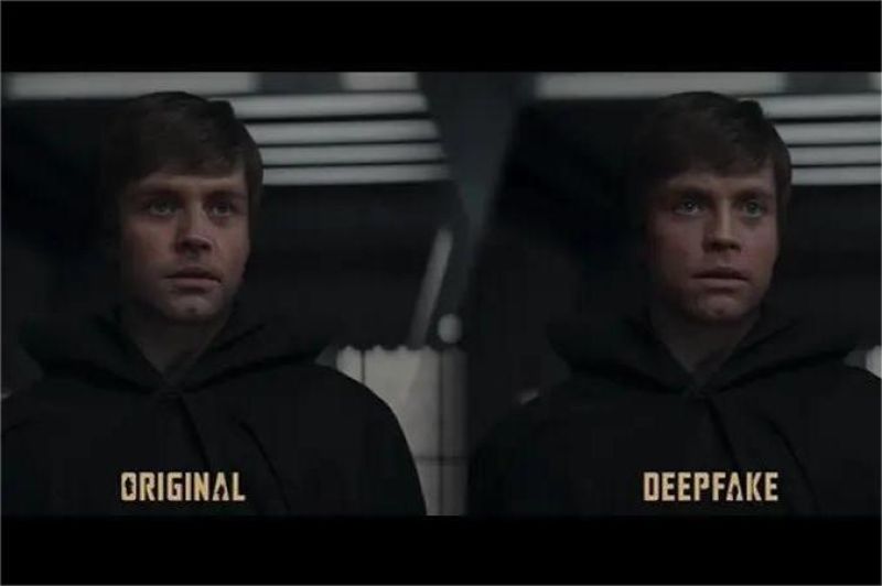 ilustrasi aktor digital deepfake di layar produksi film dan iklan