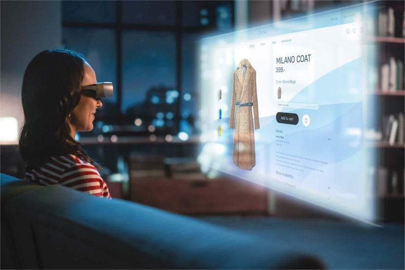 ilustrasi aplikasi e-commerce dengan fitur augmented reality mencoba produk secara virtual