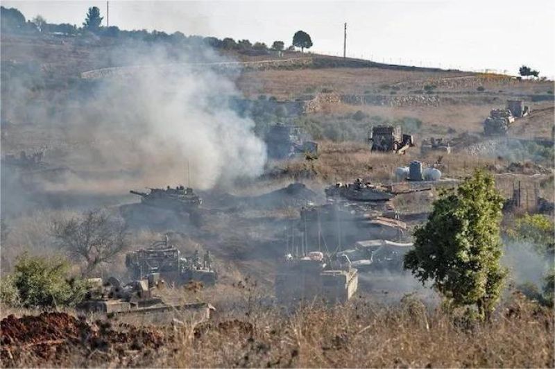 ilustrasi bentrokan bersenjata antara Israel dan Hizbullah di perbatasan Lebanon