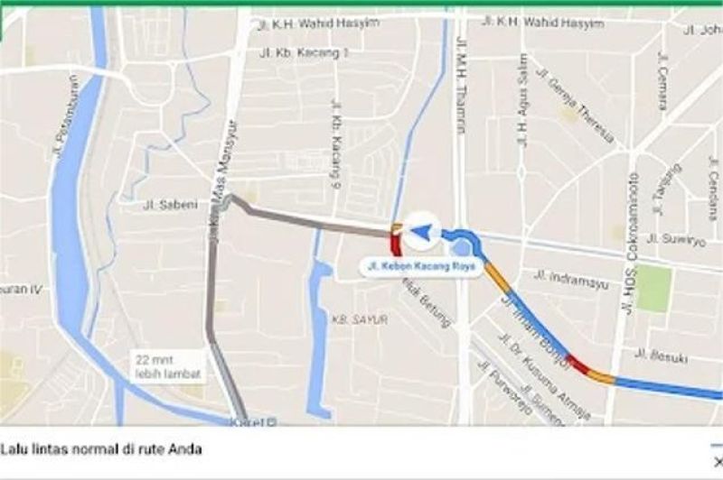 tampilan fitur prediksi keramaian Google Maps dengan indikator real time