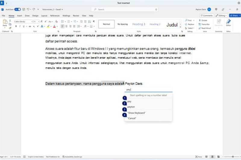 ilustrasi fitur dikte suara otomatis di Microsoft Word dengan bantuan AI
