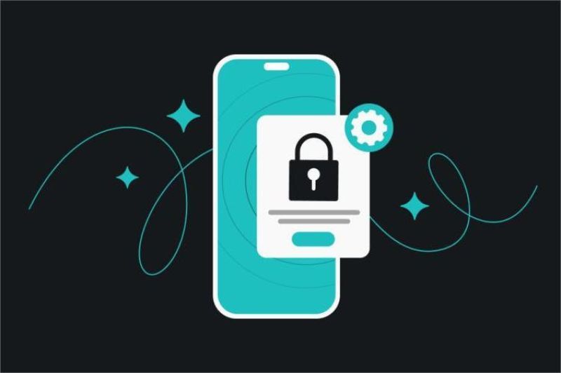 ilustrasi fitur privasi di iPhone dengan ikon keamanan dan data pribadi