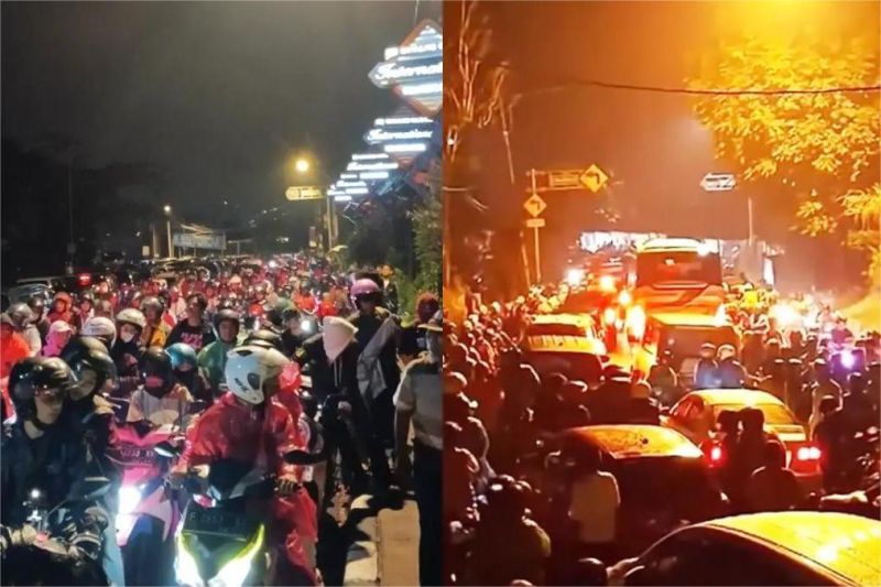 ilustrasi kendaraan terjebak macet di jalur Puncak saat libur panjang, polisi atur lalu lintas