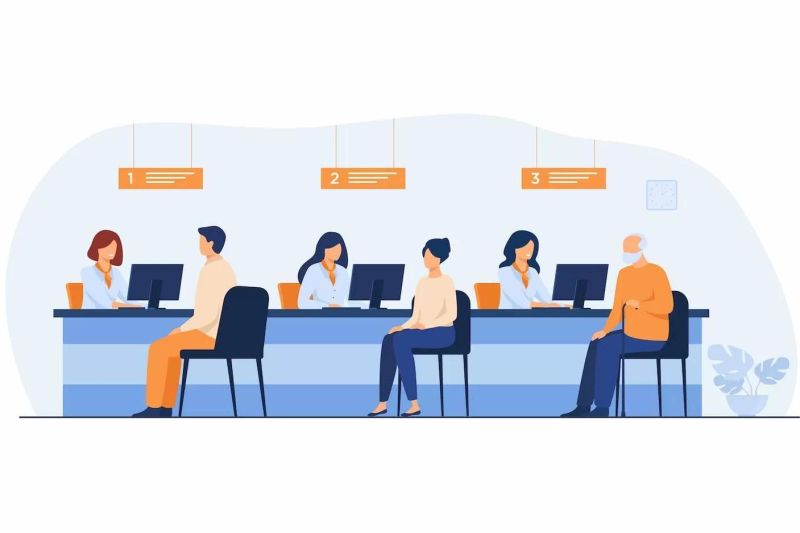 ilustrasi masyarakat menggunakan aplikasi layanan publik di smartphone