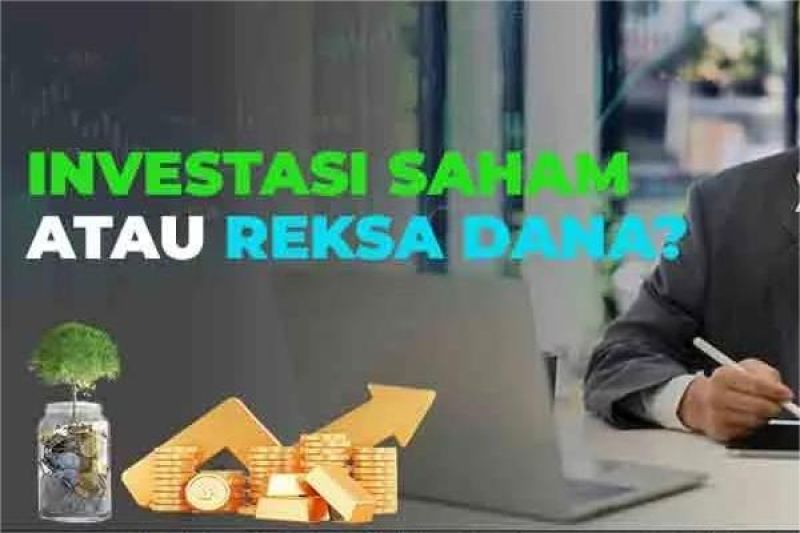 ilustrasi investor muda membandingkan saham dan reksa dana dengan grafik naik dan turun