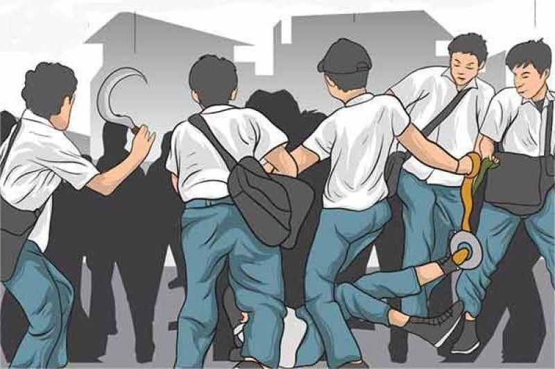ilustrasi remaja berdiskusi dengan polisi dalam upaya mencegah tawuran