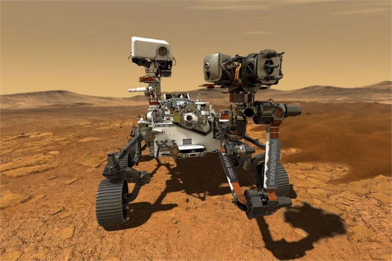 ilustrasi robot penjelajah Mars dengan teknologi AI canggih hasil kolaborasi Google dan NASA