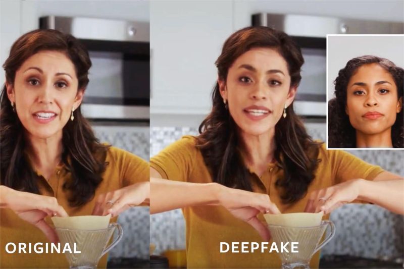 ilustrasi wajah digital deepfake yang dihasilkan AI dengan kemiripan tinggi