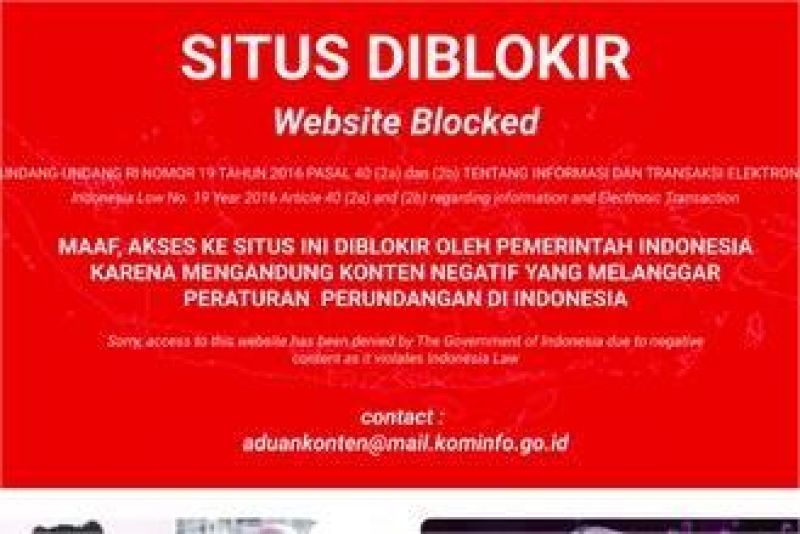 ilustrasi pemblokiran situs judi online di layar komputer oleh pemerintah