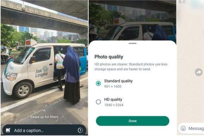 tampilan fitur kirim foto sekali lihat HD di aplikasi WhatsApp