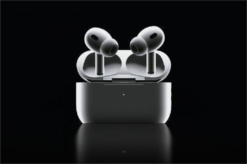 tampilan konsep AirPods dengan fitur pelacak suhu tubuh dan pernapasan