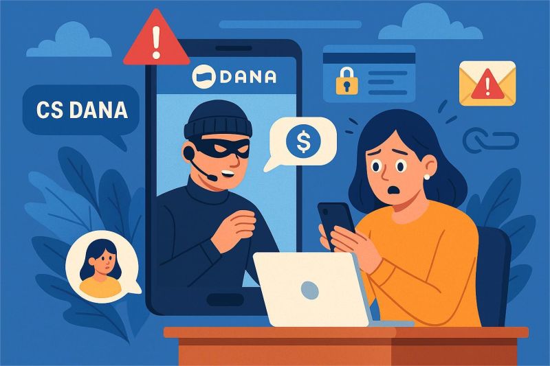 ilustrasi penipuan online dengan akun palsu di media sosial