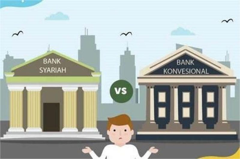 ilustrasi perbandingan kredit bank konvensional dan syariah dengan grafik