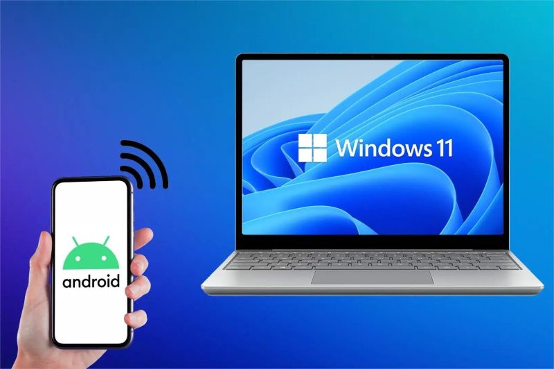 tampilan fitur wireless display Windows 11 antar laptop
