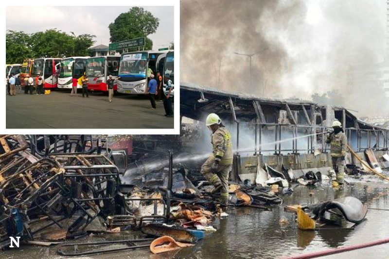 Kebakaran Besar Menghancurkan Terminal Rawa Buaya di Cengkareng