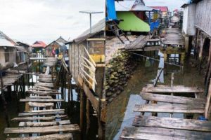 Jembatan rusak di Kampung Sampela, Desa Samabahari, Kecamatan Kaledupa, Kabupaten Wakatobi.