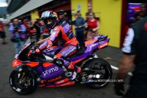 Pembalap Prima Pramac Racing, Jorge Martin, pada seri balap MotoGP Italia 2024