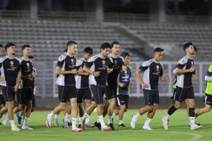 Para pemain Timnas Indonesia di sesi latihan bersama