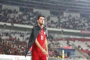 Justin Hubner kala membela Timnas Indonesia