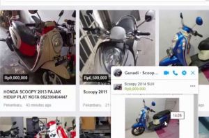 Ilustrasi jual beli motor bekas di marketplace facebook.(tangkapan layat facebook)