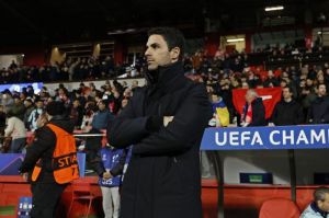 Pelatih Arsenal, Mikel Arteta. (c) AP Photo/Joan Monfort